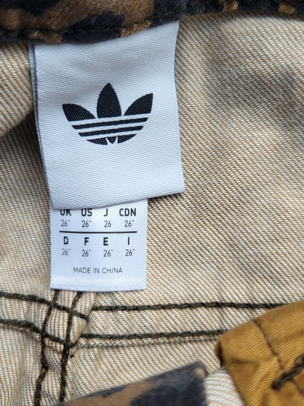 adidas Wide Leg Leopard Print Jeans with White Stripes - Picture 3 of 11